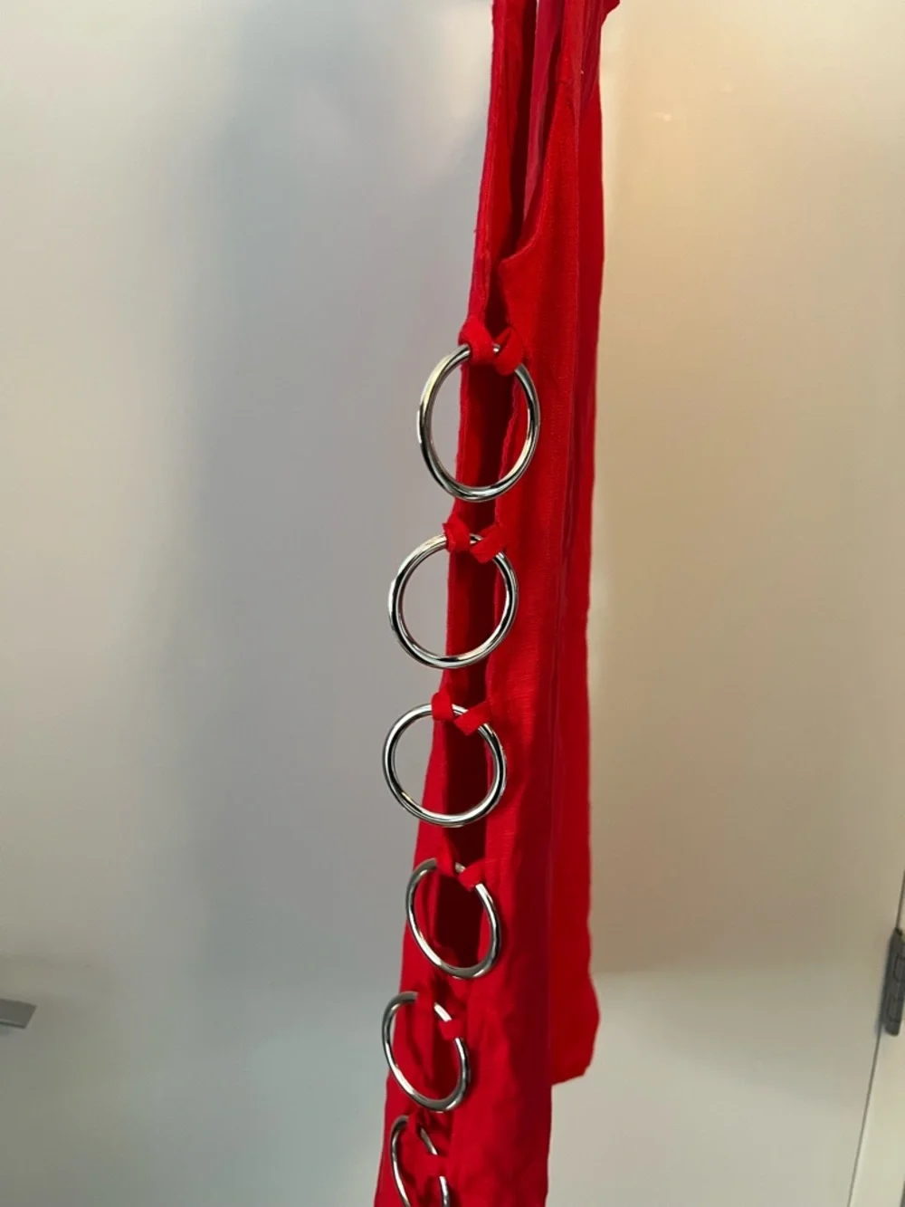 Red Mini Dress with Side Ring Detail - Picture 4 of 7
